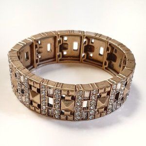 J. Crew Gold Rhinestone Art Deco Stretch Bracelet